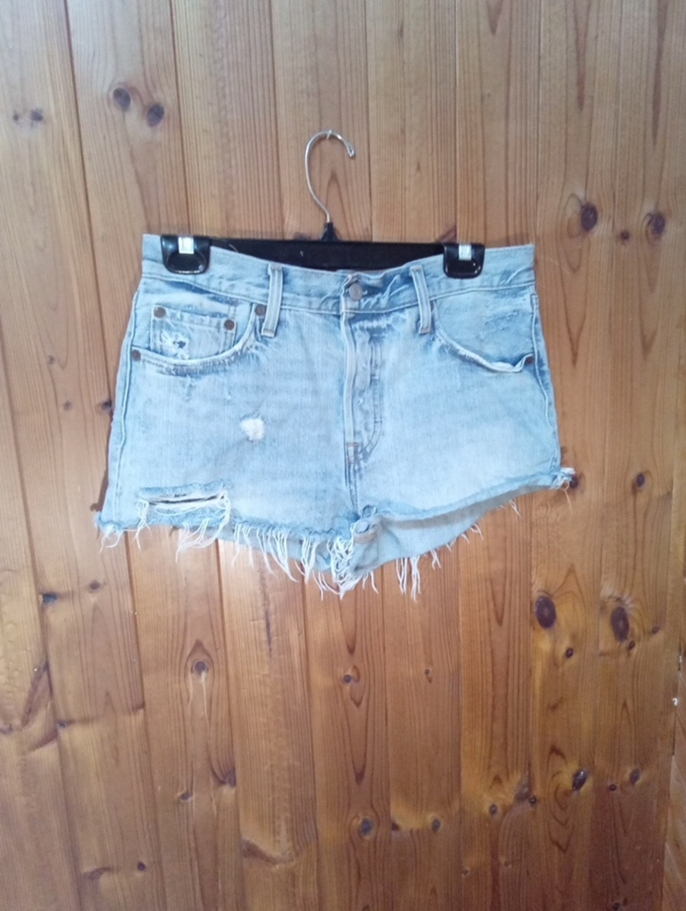 Levi's Light Wash Distressed Denim Cutoff Shorts